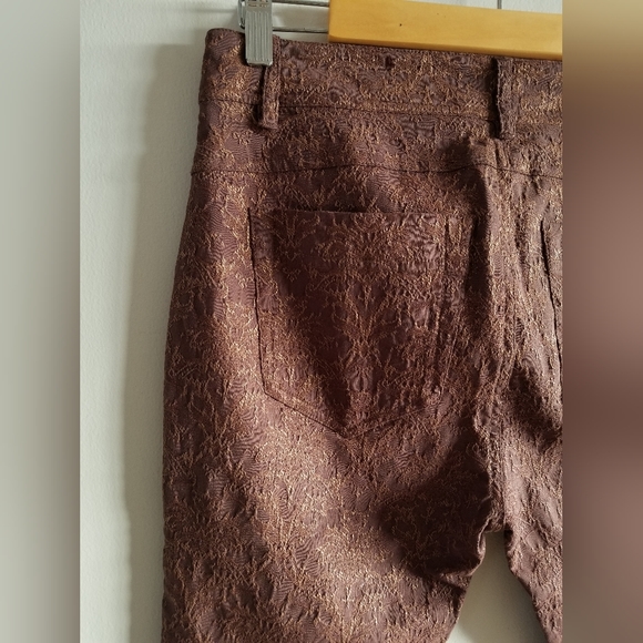 ABS Patterned Brown Embroidered Pants - size 6 - Picture 4 of 10